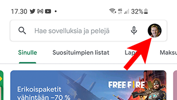 Google Play installa Suomi versio