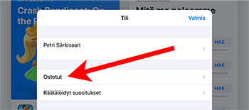 AppStore installa Suomi versio